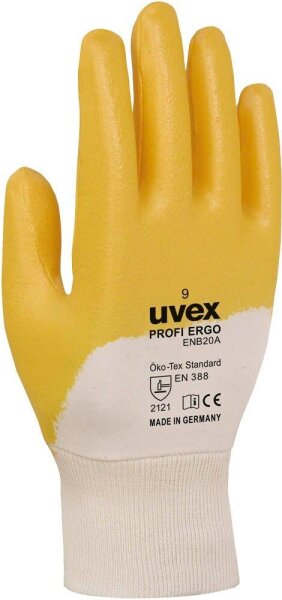 uvex unisex Arbeitshandschuhe profi ergo  orange Größe 10, 1 Paar
