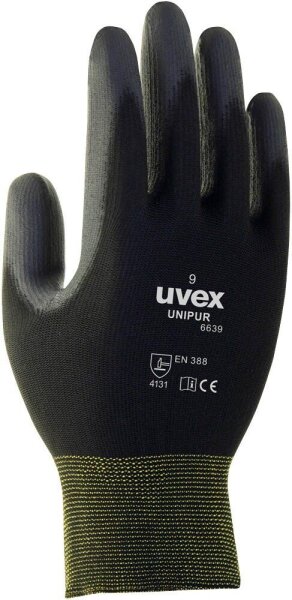 uvex unisex Arbeitshandschuhe Unipur 6639 schwarz Größe 10, 1 Paar