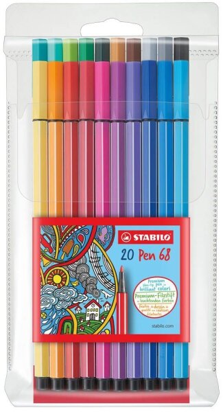 STABILO Pen 68 Filzstifte farbsortiert, 20 St.