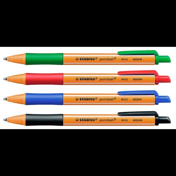 STABILO Kugelschreiber pointball orange, Schreibfarbe: farbsortiert, 4 St.