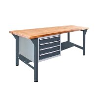 ADB Werkbank  anthrazitgrau, lichtgrau 4 Schubladen 200,0 x 75,0 x 85,0 cm