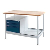 ADB Werkbank Eko lichtgrau, anthrazitgrau 3 Schubladen 120,5 x 60,0 x 82,5 cm