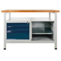 ADB Werkbank lichtgrau, anthrazitgrau 3 Schubladen 120,0...