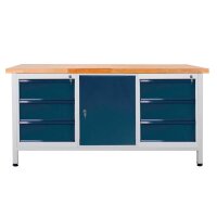 ADB Werkbank lichtgrau, anthrazitgrau 6 Schubladen 170,0 x 60,0 x 84,0 cm