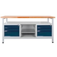 ADB Werkbank lichtgrau, anthrazitgrau 6 Schubladen 170,0 x 60,0 x 84,0 cm