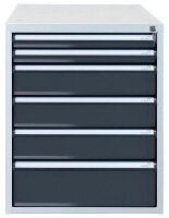 ADB Schubladenschrank anthrazit, lichtgrau 6 Schubladen 53,1 x 70,0 x 65,0 cm, 1 St.