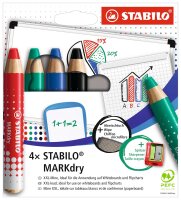 STABILO MARKdry Whiteboard- und Flipchart-Marker farbsortiert 1,0 - 10,0 mm, 4 St.