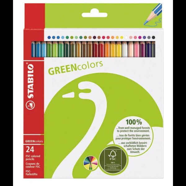 STABILO GREENcolors Buntstifte farbsortiert, 24 St.
