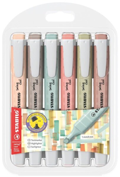STABILO swing cool NatureCOLORS Textmarker farbsortiert, 6 St.