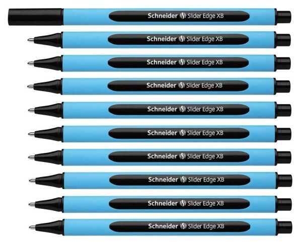 Schneider Kugelschreiber Slider Edge hellblau/schwarz, Schreibfarbe: schwarz, 10 St.