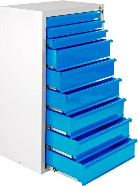 ADB MAMMUT Schubladenschrank lichtgrau, lichtblau 9 Schubladen 70,0 x 43,5 x 120,0 cm, 1 St.