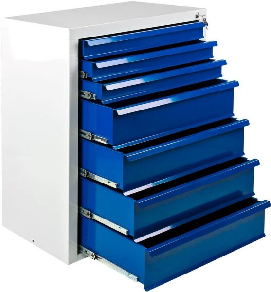 ADB MAMMUT Schubladenschrank lichtgrau, lichtblau 7 Schubladen 70,0 x 43,5 x 90,0 cm, 1 St.
