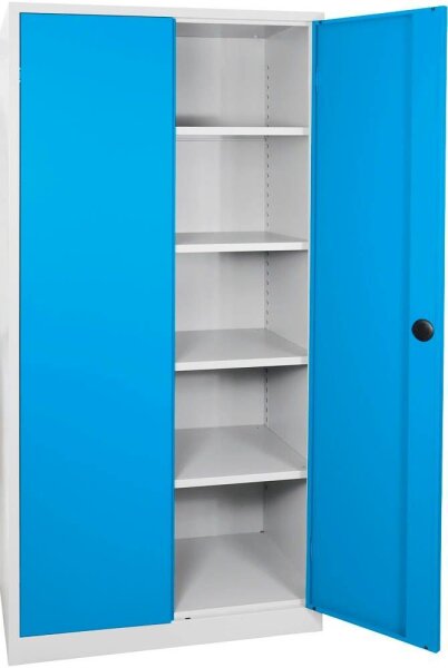 ADB Stahlschrank 40955 lichtgrau, lichtblau 4 Fachböden 92,0 x 42,0 x 195,0 cm, aufgebaut, 1 St.
