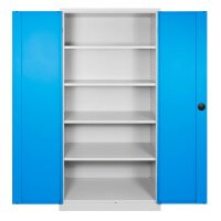 ADB Stahlschrank 40955 lichtgrau, lichtblau 4 Fachböden 92,0 x 42,0 x 195,0 cm, aufgebaut, 1 St.